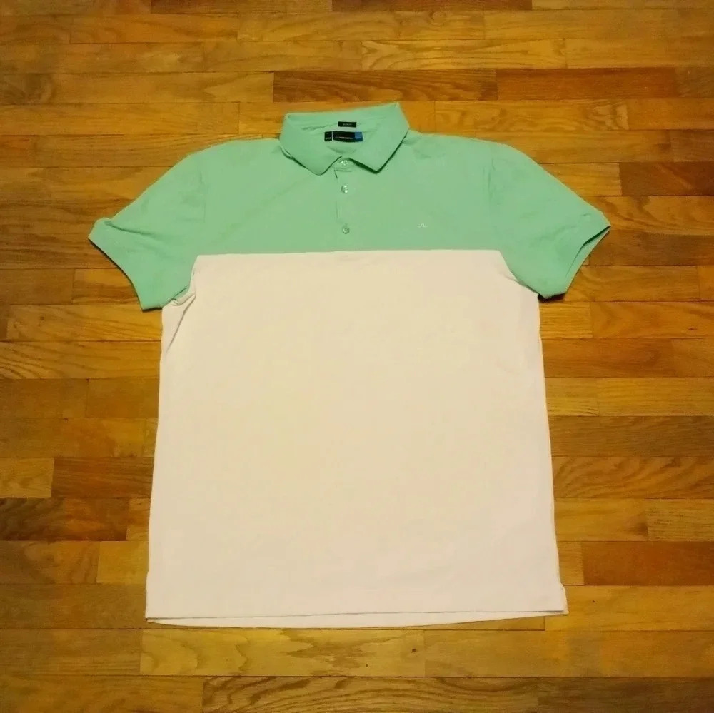 J Lindeberg Mens Polo Shirt Teal Green XL Slim Fit Cotton Golf Casual